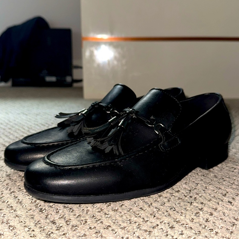 ASOS DESIGN loafers in black faux leather with tassel detail - Size: US 6